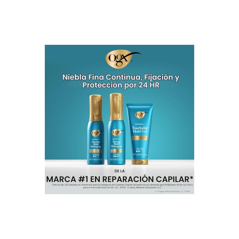 Ogx Touchable Hold Gel Fijador Fijación Media Antioxidantes Controla Frizz