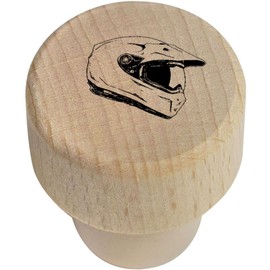 19mm 'Motorbike Helmet Side View' Wooden Bottle Stopper/Cork (BS00030684)