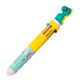 FEIFEI'S BOW Multicolor teddy bear Pens 0.5mm 10-in-1 Retractable Ballpoint Pens 10 Colors Transparent Barrel Ballpoint Pen for Office Supplies and kids school (Dinosaur)