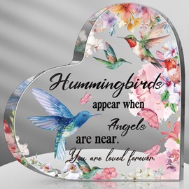 Yulejo Red Cardinal Gifts Sympathy Gifts Memorial Gift for Loss of Loved One Sympathy Acrylic Glass Heart Memorial Present Table Centerpieces Remembrance Decor Christmas Condolence (Flower Style)