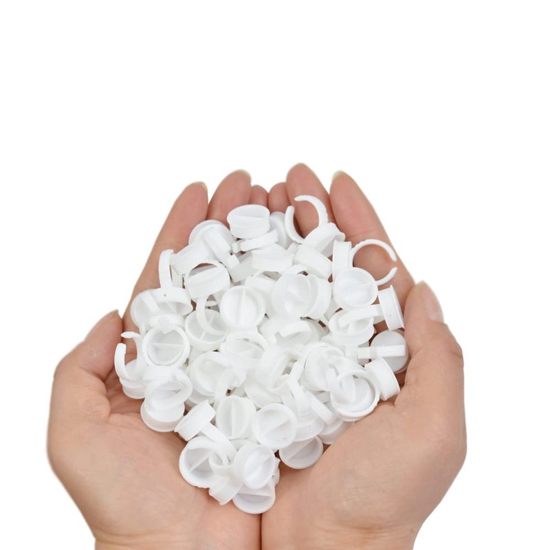 100 Pieces Eyelash Glue Holder Rings Cups Pigment Rings False