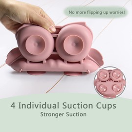 IDVVSSX Silicone Baby Plate with Suction, Owl Shape Suction Plate for Toddler, Cute Kids Suction Plate, Baby Toddler Divided Plate, Pink