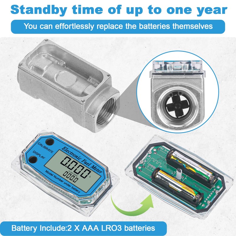 UwinVwin 3/4" Digital Water Meter and Fuel Meter Diesel Meter