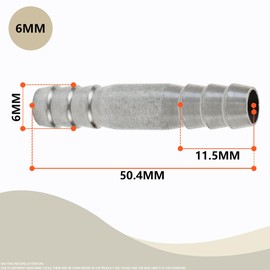 Bwintech 6 Pieces Hose Nozzle Fittings, 6mm 2 Way Straight Stainless Steel 304 Nozzle Connector with 12 Clamps