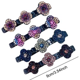 SUNSK 8pcs Crystal Flower Rhinestone Flower Hair Clips Double Layer Hair Accessories for Women Girls