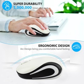 Wireless Mouse Cute Mini Computer Mouse for Laptop-Small Size Pocket Portable Compact Travel USB Optical Mice 3 Buttons 1000 DPI Cordless Mouse for PC Computer Notebook MacBook Kids Girl Gift(White)