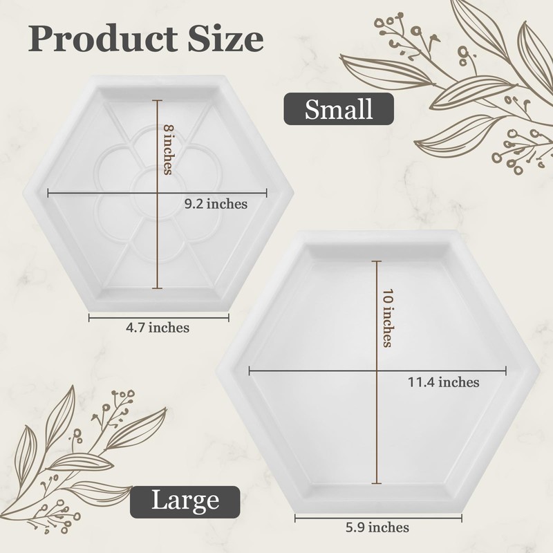 2 Size Hexagon Stepping Stone Mold, 9" & 11.4" Reusable