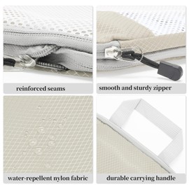 CAPASTEC Travel Compression Packing Bags 3 Pack Lightweight Vacation Travel Essentials Luggage Organizer Travel Bag, Beige