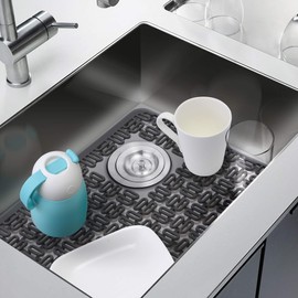 cusinine Kitchen Silicone Sink Mat for Drying Dishes, Interior or Countertop Protection, Adjustable, Flexible and Heat Resistant, Rollup Storage for Washing, Drying, and Surface Coverage