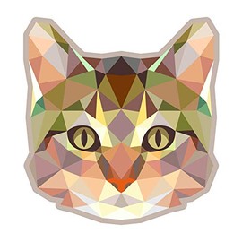 Dark Spark Decals Low Poly Geometric Brown Tabby Cat - 5 Inch Full Color Vinyl Decal for Indoor or Outdoor use, Cars, Laptops, Décor, Windows, and More