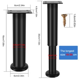 RNHDLY Set of 2 Furniture Feet Height Adjustable with Base, 18-30 cm Adjustable