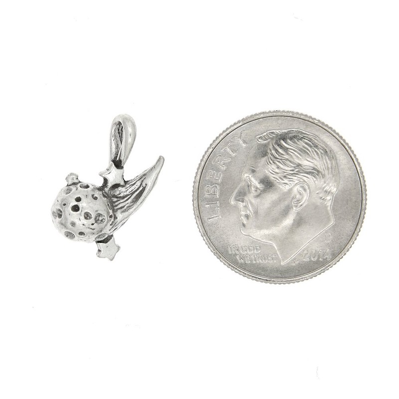 LGU Sterling Silver Oxidized 3D Comet Charm
