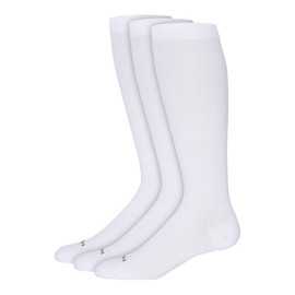 Comrad 3-Pack Nylon Knee High Socks - 15-20mmHg Graduated Compression Socks, (White, Small) - Soft & Breathable Support Socks for Men, Pregnant Women, Nurses, Home, Work & Travel