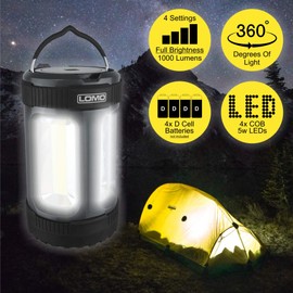 Lomo LED Camping Lantern, 4 light settings, Camping, Emergency Light- 1000 Lumens