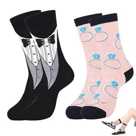 HSLXBY 2 Pairs of Funny Socks, Wedding Gifts for Bride and Groom, Cuddly Socks, Funny Socks, Cotton Socks, House Socks, Winter Socks, Christmas Gifts, Gifts for Men and Women, black