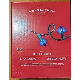 Wondershop Target Wondershop 100ct Mini BLUE Lights 20’ 7.5” Steady or Flash Settings   893