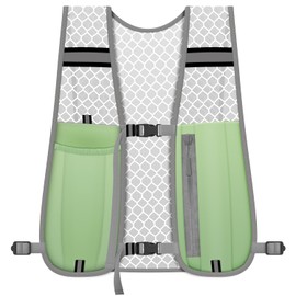 Women's/Men's Multifunctional Running Undershirt, Adjustable Snaps, Holds 18cm Water Cup, Lightweight and Breathable, Reflective Tape, Waterproof Oxford Fabric, Suitable for Running (Green, Large)