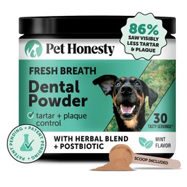 Pet Honesty Dog Dental Powder Fresh Breath Cleans Teeth Tartar + Plaque Off (30 Day Jar)