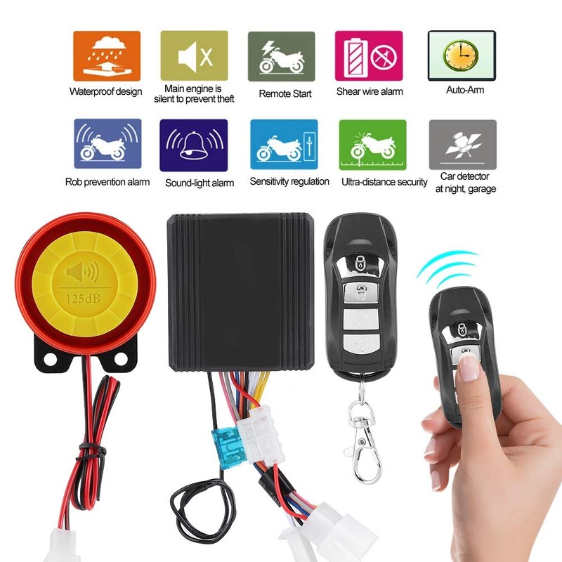 TKSE Motorcycle Alarm System, 12V Universal Motorcycle Wireless Anti-Theft Security