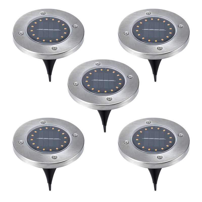 5Pcs Solar Power Underground Light Landscape Lamp 16 LED RainProof
