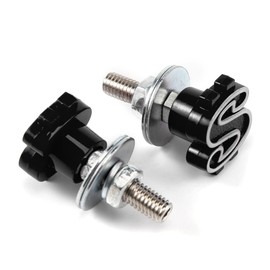 2pcs 6mm Screws Thread Diameter Motorcycle License Plate Frame Screws Bolts Caps, Car License Plate Screw (Black)