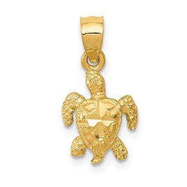 IceCarats 14K Solid Yellow Gold Sea Turtle Necklace Chain Pendant Charm 19mm x 8mm Only
