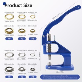 Heavy Duty Grommet Tool Kit Hand Press Grommet Machine 3000pcs Grommets Eyelets with 3 Dies #0#2#4, Punch Hole Tools Double Head Rubber Hammer for Fabric Tarps Leather Canvas Bags Shoes