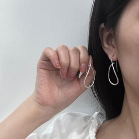 925 Sterling Silver Handmade Hammered Teardrop Dangling Drop Earrings for Women Trendy