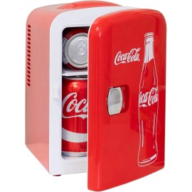 Coca-Cola Classic Coke Bottle 4L Mini Fridge w/ 12V DC and 110V AC Cords, 6 Can