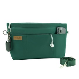 D.DUO Bag Organizer Insert, Crossbody Bag, Tote Organizer Insert with Adjustable Bag Strap, Waterproof Nylon Purse Inserts (Green, S)
