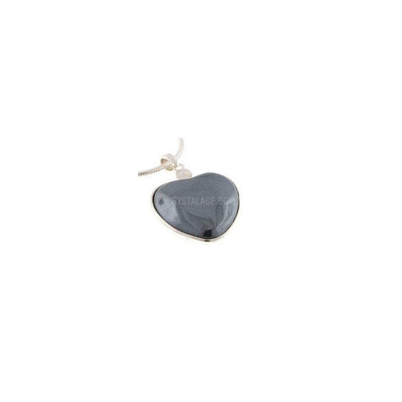 Hematite Two Stone Heart Pendant