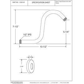 Westbrass 1/2" IPS x 8" S-Shaped Shower Arm and Flange, Satin Nickel, D303-81-07