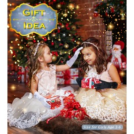 BIBUTY Princess Dress Up Accessories Princess Gloves for Little Girls, White Toddler Gloves for Girls Princess Dress Up Set, Costume Gloves Set Toy Gift for 3 4 5 6 Year Old Toddler Girls