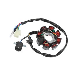 Motoforti 5 Wires 8 Pole AC Motorcycle Magneto Stator Plate Ignition Coil for 50cc 80cc GY6 Engine for ATV Scooter Go-Kart UTV Mini-Bike Black - Pack of 1 Long-lasting