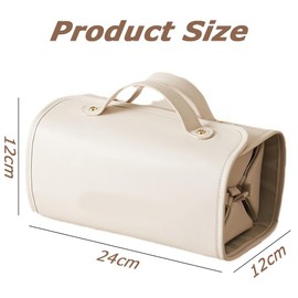 Cosmetic Bag,Travel Makeup Bag,Makeup Pouch Organizer,Foldable Makeup Case,Large Capacity Box,for Women, Travel Friendly,with Large Capacity,Waterproof (Off White)