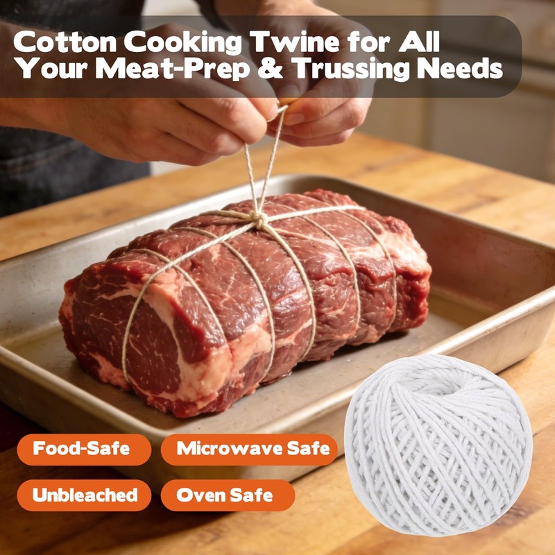3 Roll Kitchen Twine with Stainless Steel Dispenser, 640FT Cooking