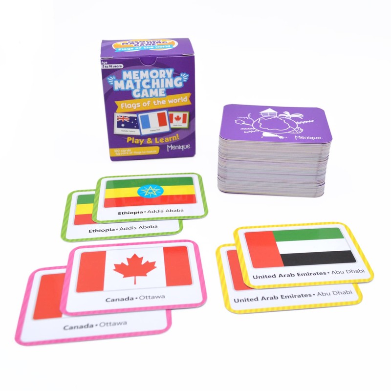 Menique. Juego de Memoria Banderas del Mundo en Inglés. Memory