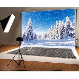YongFoto 7x5ft White Photography Backdrop Christmas Snow Covered Trees Snowflakes Winter Landscape New Year Photo Background Photographic Backdrops Party Newborn Kids Portrait Photo Studio Props Vinyl
