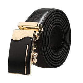 sourcing map Men's Automatic Buckle Ratchet Large Business Dress Leather Belt Width 1 3/8 Inch Gold Clumps 150 cm, gold lumps