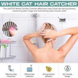 LXLOTUS Hair Catcher for Shower Wall - No More Hair on Walls/Down The Drain - Easily Collect & Remove Hair - Save on Plumbing, Protect Your Drain - White, WH-25
