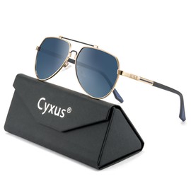 Cyxus Men Aviator Sunglasses UV Protection Polarized Fashion ClassicSports sunglasses for Golf Driving Fishing 1048 Blue
