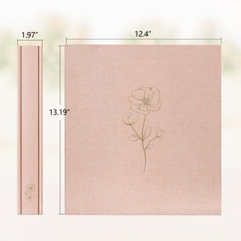 Tslespcx Photo Album 4x6 500 Photos 5 Pictures Per Page, 500 Pockets, Photo Albums 4x6 Pictures, Linen Fabric Cover Large Photo Album Book for Wedding Family Memories(Pink）