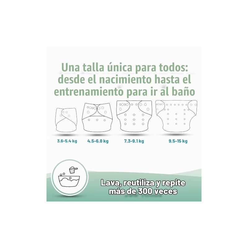 wegreeco - Paquete de 6 pañales de tela con 6