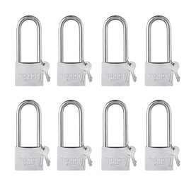 FIGODE® Lock, Marine Grade Rustproof Padlock with Stainless Steel Shackle and Chrome Plated Solid Brass Body, Outdoor Padlock Weatherproof, 8 Locks with Same Key, 2.3 in.Long Shackle