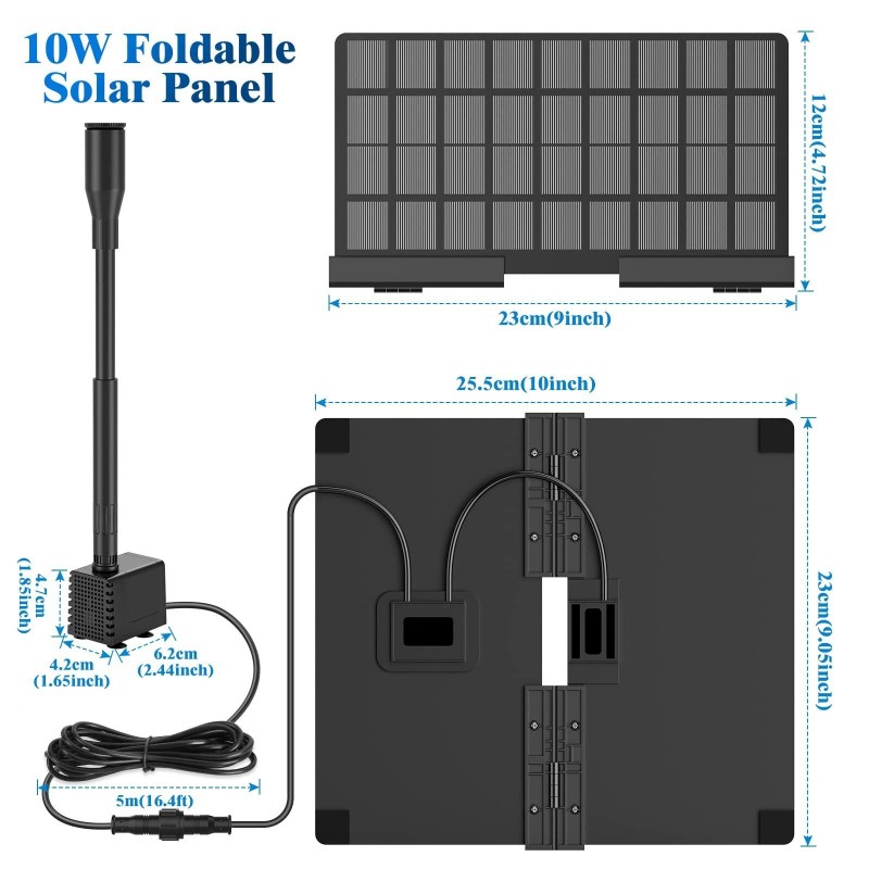 AISITIN Solar Powered Water Fountain Pump with 6 Nozzle,for Ponds,Pool,Fis