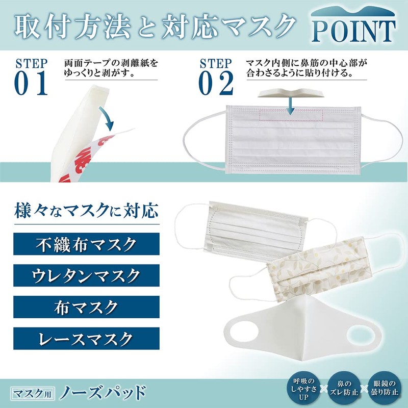 [Shantia] マスク ノーズパッド メガネ 曇り防止 鼻パッド 隙間をなくす 50本セット