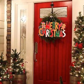 Merry Christmas Door Decorations Gingerbread Man Wooden Sign Door Hanging Christmas Ornament Xmas Front Door/Wall Decor Party Supplies