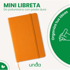 Mini Libreta de Poliuretano con Banda Elástica y Separador | Libreta de Bolsillo con 80 Hojas Rayadas | Cuaderno Compacto para Notas Diarias | 15 x 9.5 cm | Ideal para Oficina y Papelería | UNDA