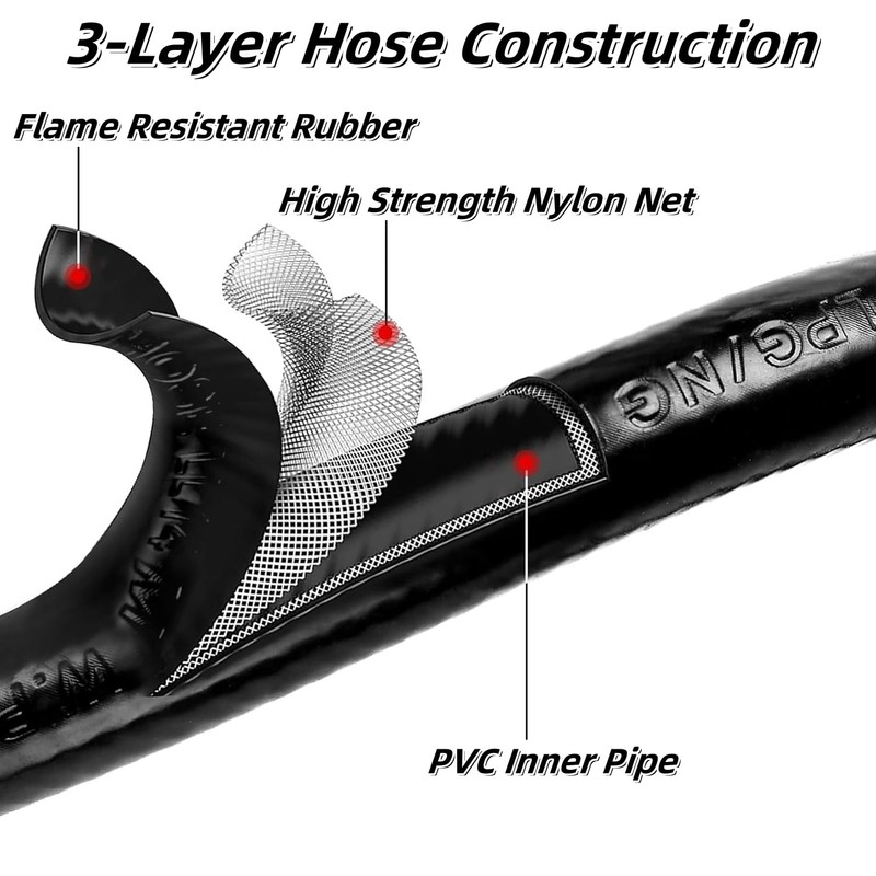 MCAMPAS Propane Hose Extension, 3/8 Inch RV Quick Connect, Gas