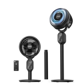 GRIDR Fan For Bedroom, Pedestal Fans 90°+90° Smart Oscillating, Standing Fans for Home 12 Speeds, 4 modes, 12H Timer, Quiet Floor Fan with DC Motor 20dB, 90ft for Room, 22-35'' Adjustable Height